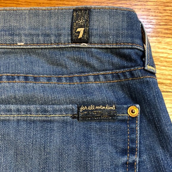 7 FOR ALL MANKIND SKINNY CROP ROLL CAPRI JEANS 25 - Picture 6 of 7